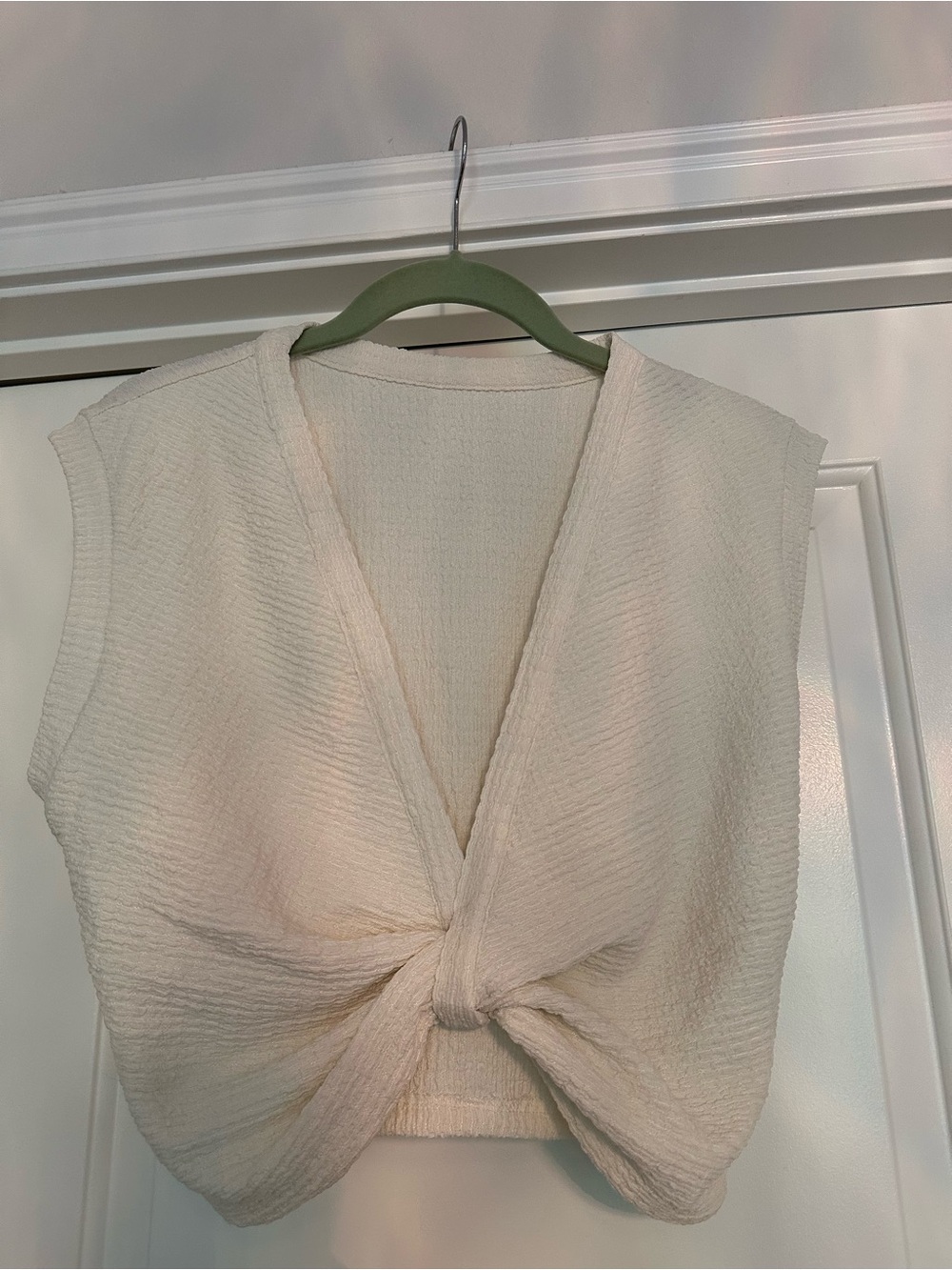Commense Cream Textured Tank with Twist Detail